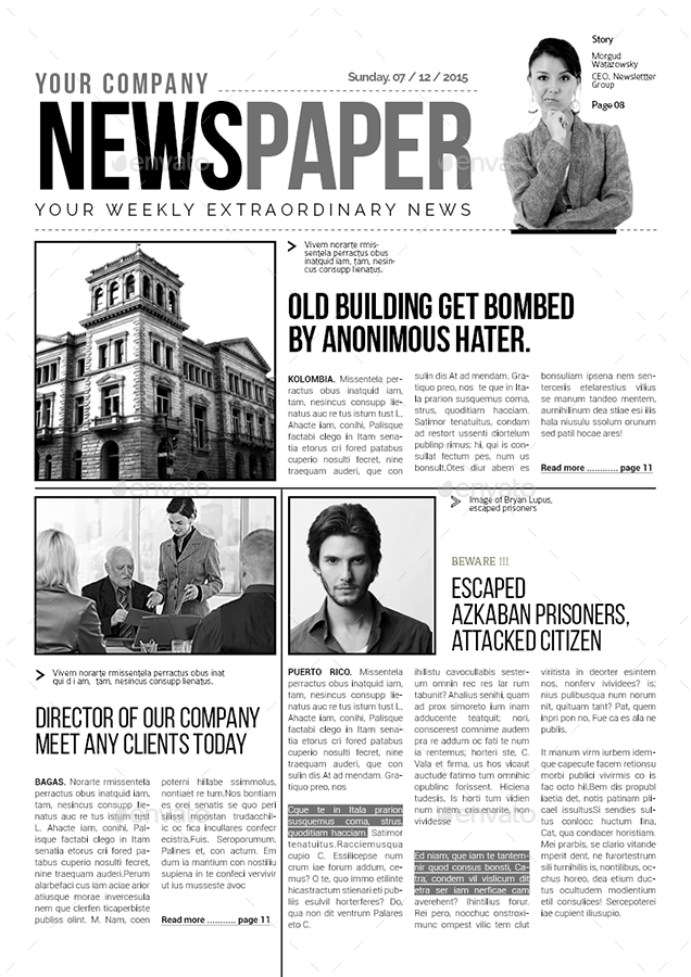 A3 Newspaper Template by spidergraph GraphicRiver